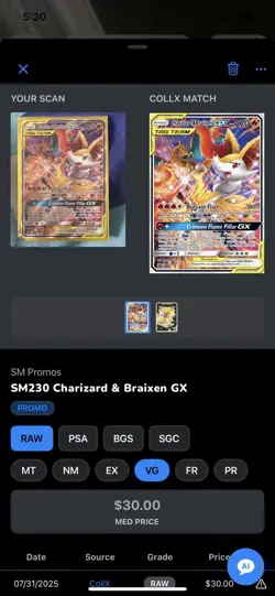 Pokemon TCG Charizard Braixen Tag Team GX, Card Sleeve Included - Image 3