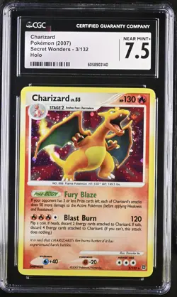 CGC 7.5 Charizard 2007 Secret Wonders 3/132 Holo SWIRL Pokemon Card psa - Image 1