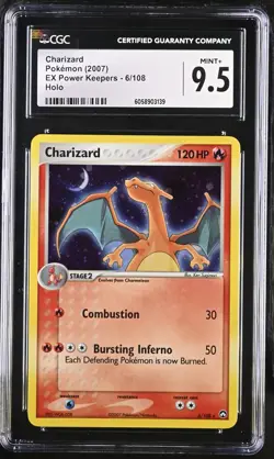 CGC 9.5 MINT+ Charizard 2007 EX Power Keepers 6/108 Holo Pokemon Card - Image 1