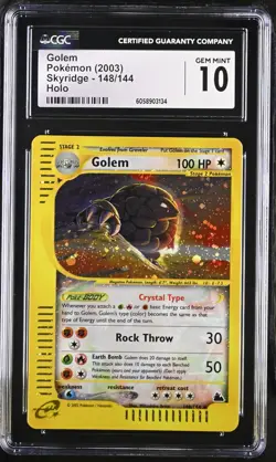 CGC 10 GEM MINT Golem 2003 Skyridge 148/144 Holo Pokemon Card - Image 1