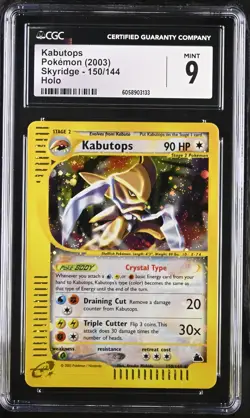 CGC 9 MINT Kabutops 2003 Skyridge 150/144 Holo Pokemon Card - Image 1