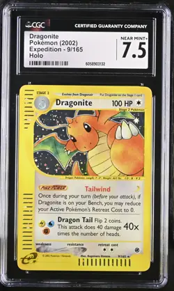 CGC 7.5 Dragonite 2002 Expedition 9/165 Holo Pokemon Card - Image 1