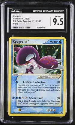 CGC 9.5 Kyogre Gold Star 2005 EX Delta Species 112/113 Holo Pokemon Card - Image 1
