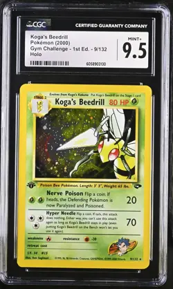CGC 9.5 Koga's Beedrill Gym Challenge 1st Edition 9/132 Holo Pokemon Card psa - Image 1