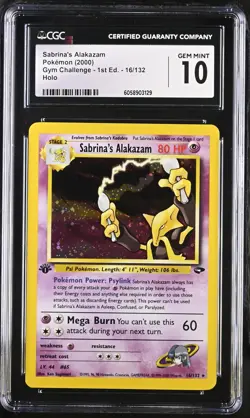 CGC 10 Sabrina's Alakazam Gym Challenge 1st Edition 16/132 Holo Pokemon Card - Image 1