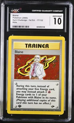 CGC 10 Blaine Gym Challenge 1st Edition 17/132 Holo Pokemon Card psa - Image 1
