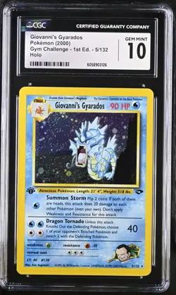 CGC 10 Giovanni's Gyarados Gym Challenge 1st Edition 5/132 Holo Pokemon Card - Image 1