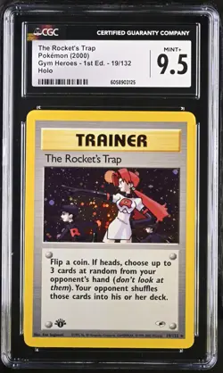 CGC 9.5 The Rocket's Trap Gym Heroes 1st Edition 19/132 Holo Pokemon Card psa - Image 1