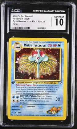 CGC 10 Misty's Tentacruel Gym Heroes 1st Edition 10/132 Holo SWIRL Pokemon Card - Image 1