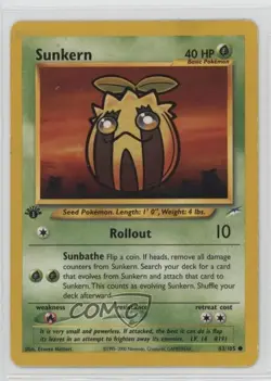 Sunkern 1st Ed. Pokemon Neo Destiny #83 2002 sq1 - Image 1