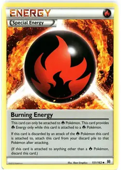 Damaged, English Pokemon Regular Burning Energy - 151/162 - Uncommon XY - BREAKT - Image 1
