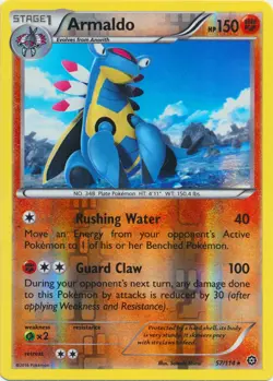 Heavily Played, English Pokemon Reverse Holo Armaldo - 57/114 - Rare - Reverse H - Image 1