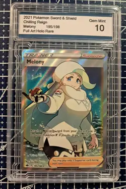 2021 Pokemon TCG Melony Full Art Trainer 195/198 Chilling Reign Gem Mint 10 - Image 1