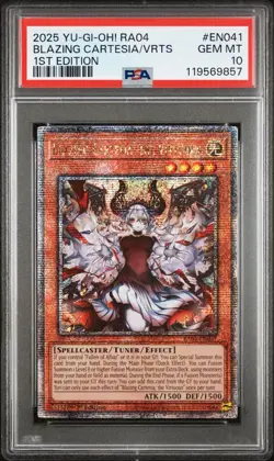 2025 PSA 10 YUGIOH RA04 QCR SECRET RARE BLAZING CARTESIA THE VIRTUOUS 💎 - Image 1