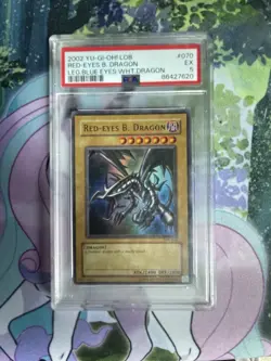 2002 YUGIOH Red-Eyes Black Dragon LOB-070 Ultra Rare Unlimited PSA 5 - Image 1