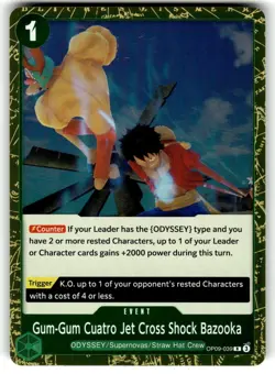 One Piece Emperors in the New World Card OP9-039 Rare Foil Gum-Gum Cuatro Jet - Image 1