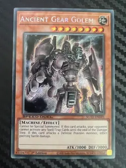 Yugioh Ancient Gear Golem SGX1-END01 Secret Rare 1st Edition NM - Image 1