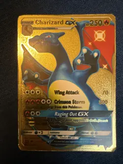 Pokemon Charizard GX Gold Foil Fan Art Card HP250 Pokemon - Image 1