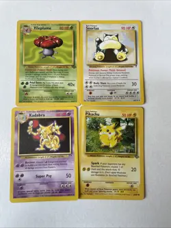 Lot of 4 vintage pokemon cards Snorlax, pikachu etc- See desc for cond - Image 1