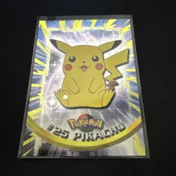 PIKACHU Pokemon TOPPS Card #25 TV Animation Black Logo - Holo - Image 1
