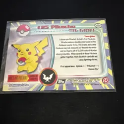 PIKACHU Pokemon TOPPS Card #25 TV Animation Black Logo - Holo - Image 4