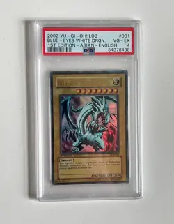 2002 Yugioh Blue-Eyes White Dragon LOB-001 1st Edition Asian English PSA 4 - Image 1