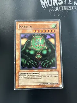 YUGIOH KAZEJIN SUPER RARE MRD-E026 PLAYED - Image 1