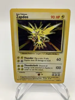 Pokemon TCG Zapdos 16/102 Base Set Holo Rare Pokemon Card - Image 1