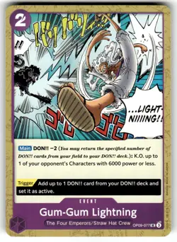 One Piece Emperors in the New World Card OP9-077 UC Gum-Gum Lightning - Image 1