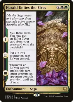 FOIL Harald Unites the Elves Kaldheim Magic MTG Enchantment CARD 1x (213/285) - Image 1