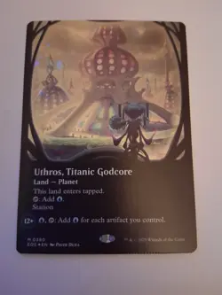MTG EDGE OF ETERN STELLAR SIGHTS UTHROS, TITANIC GODCORE GALAXY BORDERLESS FOIL - Image 1