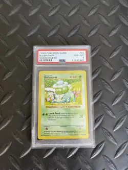PSA 8 1999 POKEMON BASE SET 44 BULBASAUR SHADOWLESS PSA 8 NM MT FREE QK SHIP - Image 1