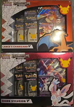 Pokemon Celebration Lance's Charizard V & Dark Sylveon V Collection Boxes Sealed - Image 1