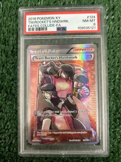 2016 Pokemon XY Fates Collide Team Rockets Handiwork Full Art PSA 8 - Image 1