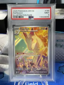 2025 POKEMON DRI EN-DESTINED RIVALS ILLUSTRATION RARE #189 RAPIDASH PSA 9 (new) - Image 1