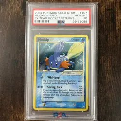 2004 Pokemon Ex Team Rocket Returns Gold Star Mudkip Holo PSA 10 107/109 - Image 1