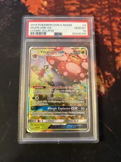 Pokemon 2019 Cosmic Eclipse Vileplume GX Erika 4/236 Ultra Rare PSA 10 - Image 1