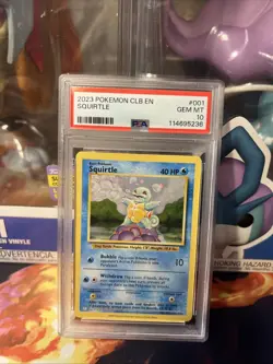 Pokemon TCG Squirtle Holo Rare Card PSA 10 Gem Mint 001/034 CLB Classic Box 2023 - Image 1