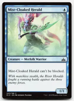MTG Mist-Cloaked Herald C Rivals of Ixalan 43 LP - Image 1