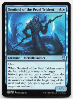 MTG Sentinel of the Pearl Trident FOIL U Dominaria 65 LP - Image 1