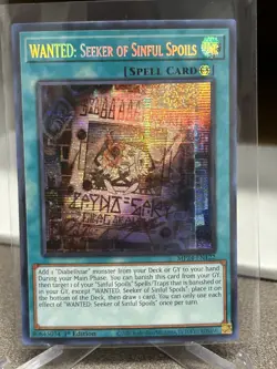 MP24-EN122 WANTED: Seeker of Sinful Spoils Prismatic Secret Rare 1st Ed YuGiOh - Image 1