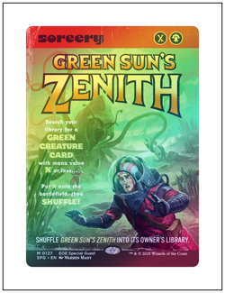 1x Green Sun's Zenith, Special Guest Foil Borderless Art 0127, MTG NM - Image 1