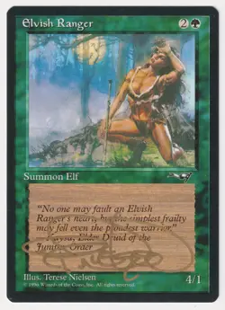 Gold Signed Elvish Ranger LP Alliances Artist Terese Nielsen 1996 WOTC MTG Magic - Image 1