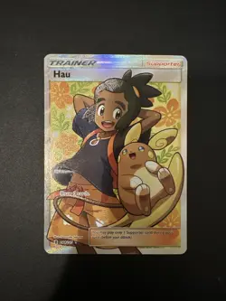 Pokemon Hau Trainer (Full Art) 144/145 Sm-Guardians Rising Holo (Near Mint) - Image 1