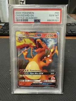 2020 POKEMON BATTLE ACADEMY #60 CHARIZARD GX PSA 10 - Image 1