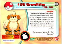 Growlithe #58 - Pokemon Topps - Green Logo - Image 2