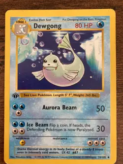 1st Edition Shadowless Dewgong 25/102 Base Set Rare Vintage 1999 Pokemon Card - Image 1