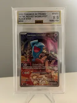 Pokemon TCG Team Rockets Wobbuffet ETB Promo Card 203 Graded AGS 9.5 - Image 1