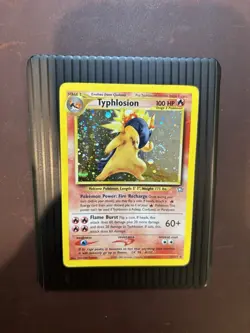 Pokemon TCG Typhlosion Neo Genesis Holo Card 17/111 Unlimited Rare SWIRL MP- - Image 1