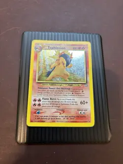 Pokemon TCG Typhlosion Neo Genesis Holo Card 17/111 Unlimited Rare SWIRL MP- - Image 2